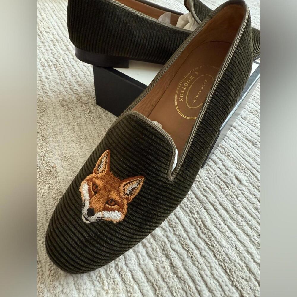 Stubbs & Wootton Olive Green Fox Slippers